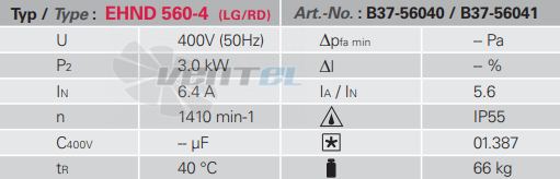 Rosenberg EHND 560-4 R - описание, технические характеристики, графики